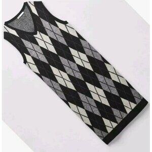 ZARA NEW WOMAN MIDI KNIT DRESS WITH DIAMONDS ECRU BLACK Small 5755/144